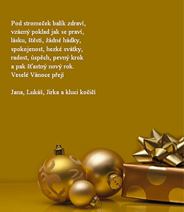 Vánoční přání od paní Jany Petrželkové